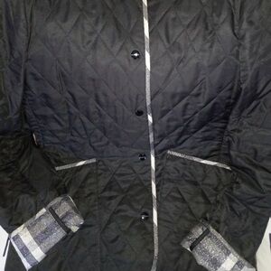 Authentic Burberry Quilted Diamond Classic Jacket with Silver Shimmer XL